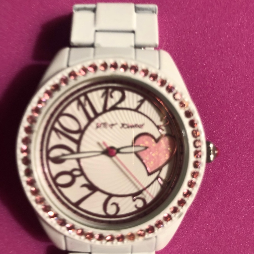 Betsey Johnson Heart with pink crystals watch. - Picture 8 of 9